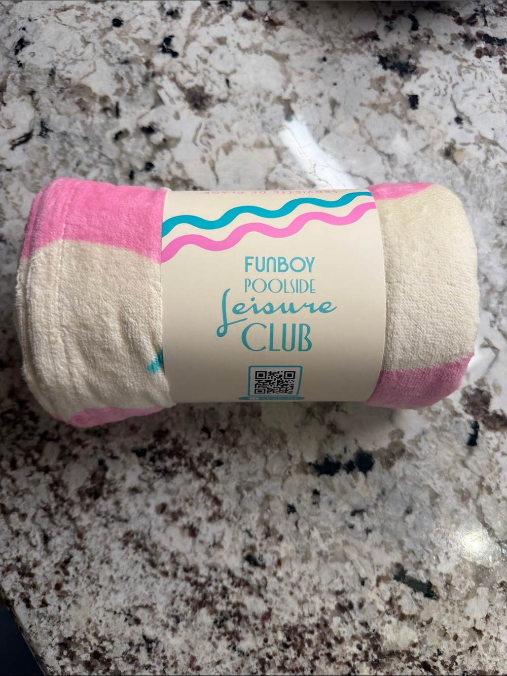 Funboy Leisure Club Pink & White Beach Towel